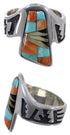 Oyster Shell Multicolor Inlay Sterling Silver Ring Size 7-1/4 NS43618